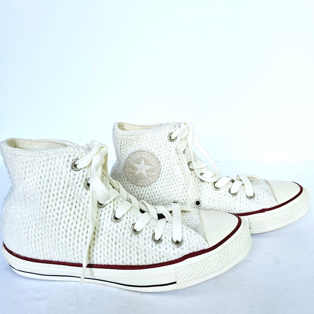 Womens Converse Chuck Taylor All Star Hi Knit White Egret Sneakers‎ Boho 7